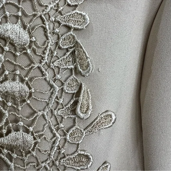 Vintage beige tan crochet detail blazer jacket 14 - Picture 7 of 12